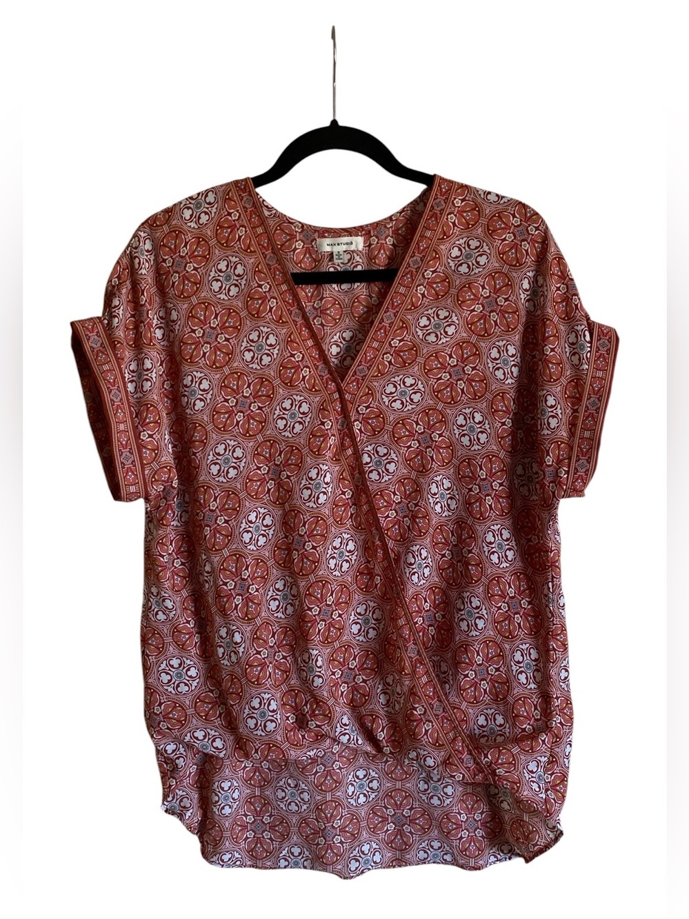 Women’s MAX STUDIO Short Sleeve Blouse Top Size Small